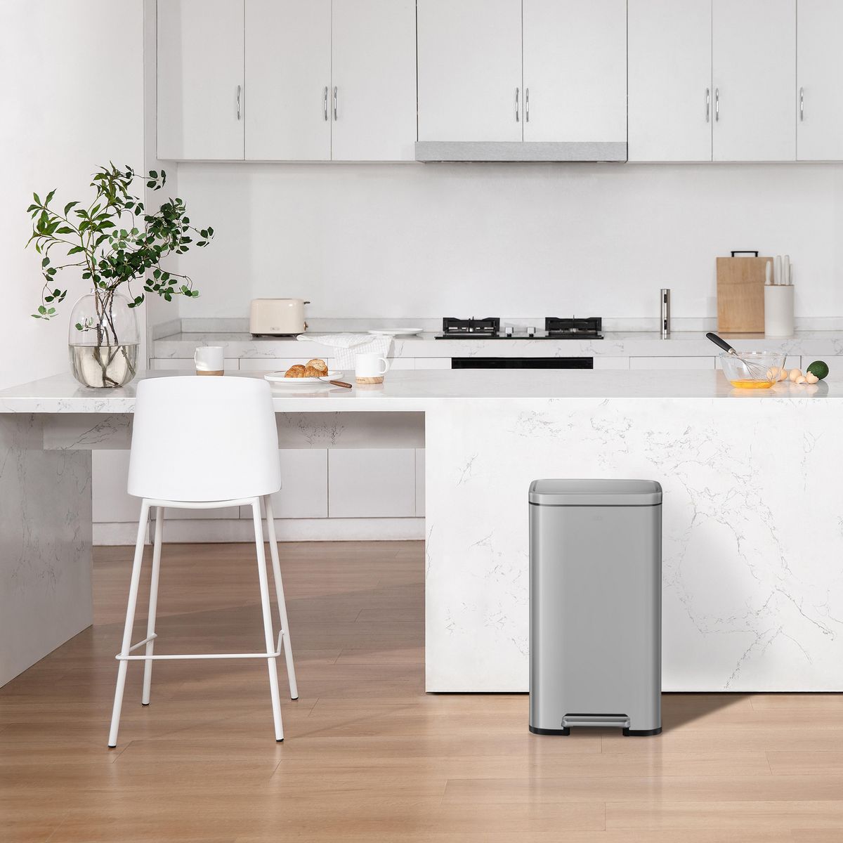 EKO - Papelera de Acero Inoxidable Gris Mate 30L