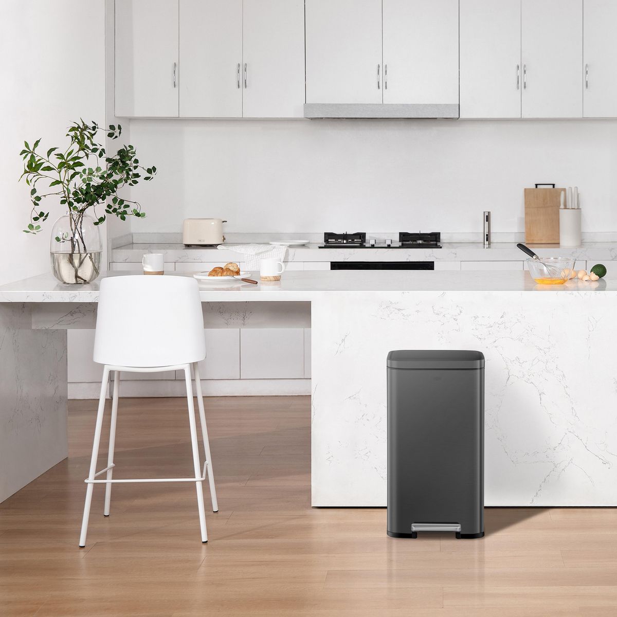 EKO - Papelera de Acero Inoxidable Negro Mate 30L