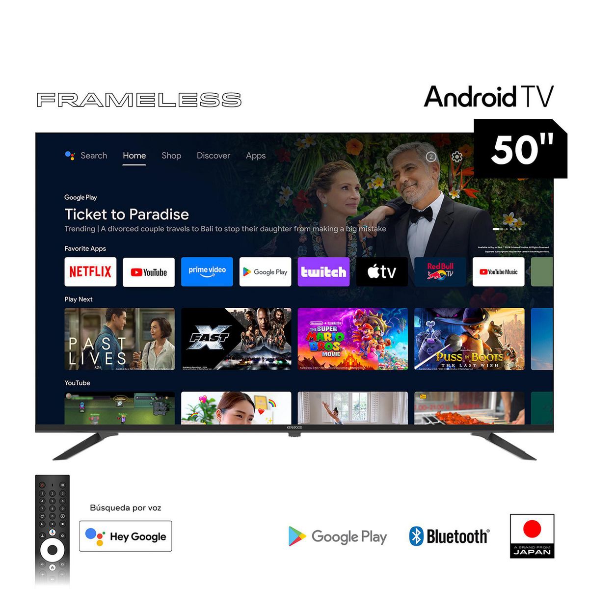 KENWOOD - Televisor Smart Android TV KENWOOD 50" Ultra HD 4K LTK-K50B54A