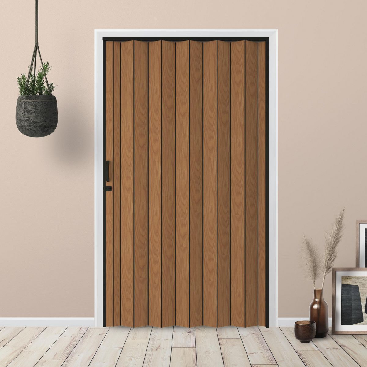 HOGGAN - Puerta Plegable PVC Blacktie 120x200cm Golden Oak