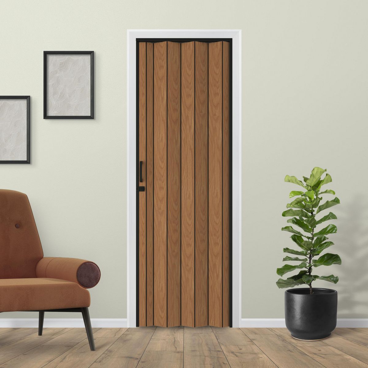 HOGGAN - Puerta Plegable PVC Blacktie 70x200cm Golden Oak