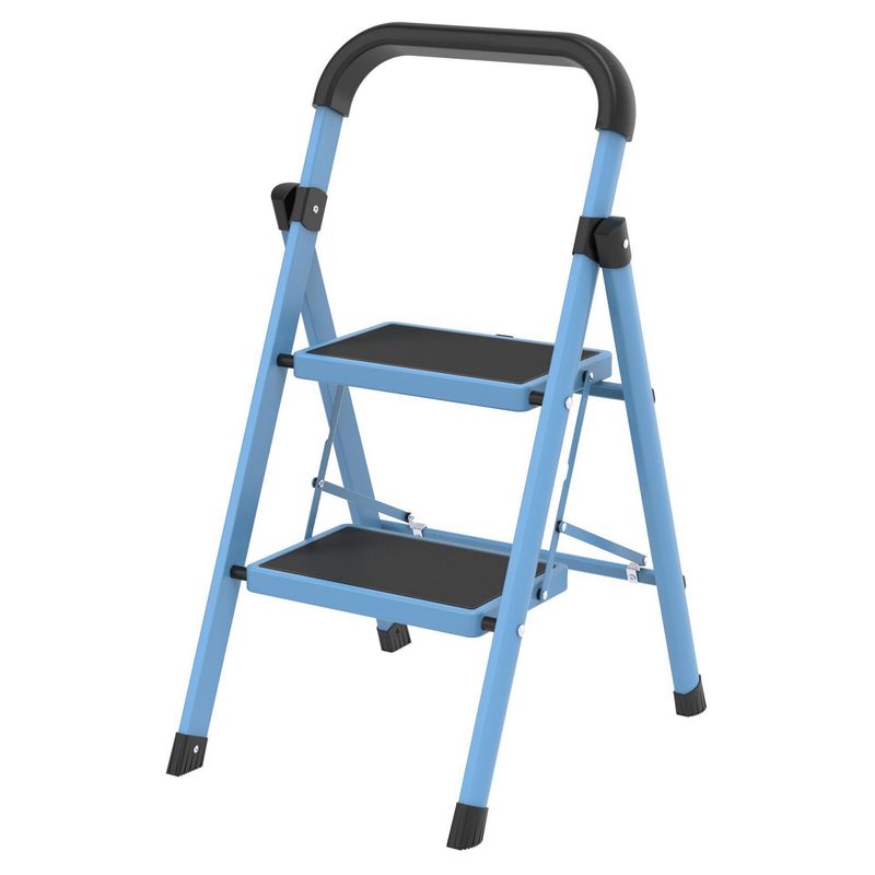 JUST HOME COLLECTION - Escalera 2 Pisos Plegable Azul/Negro