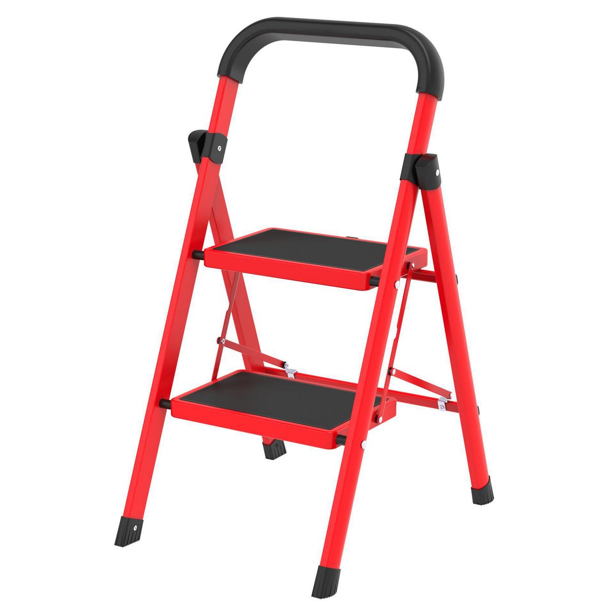 JUST HOME COLLECTION - Escalera 2 Pisos Plegable Rojo/Negro