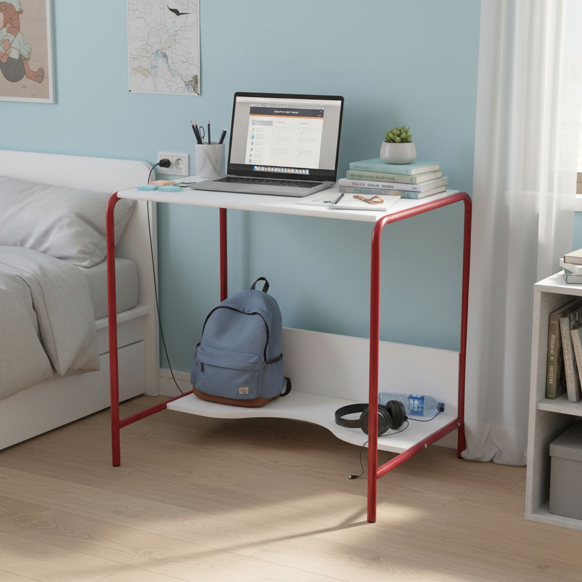 JUST HOME COLLECTION - Mesa Infantil Hoback Blanco/Rojo