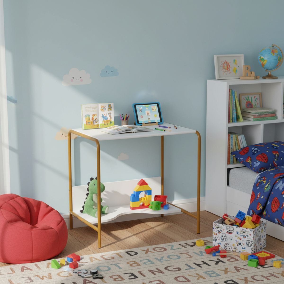 JUST HOME COLLECTION - Mesa Infantil Hoback Blanco/Amarillo