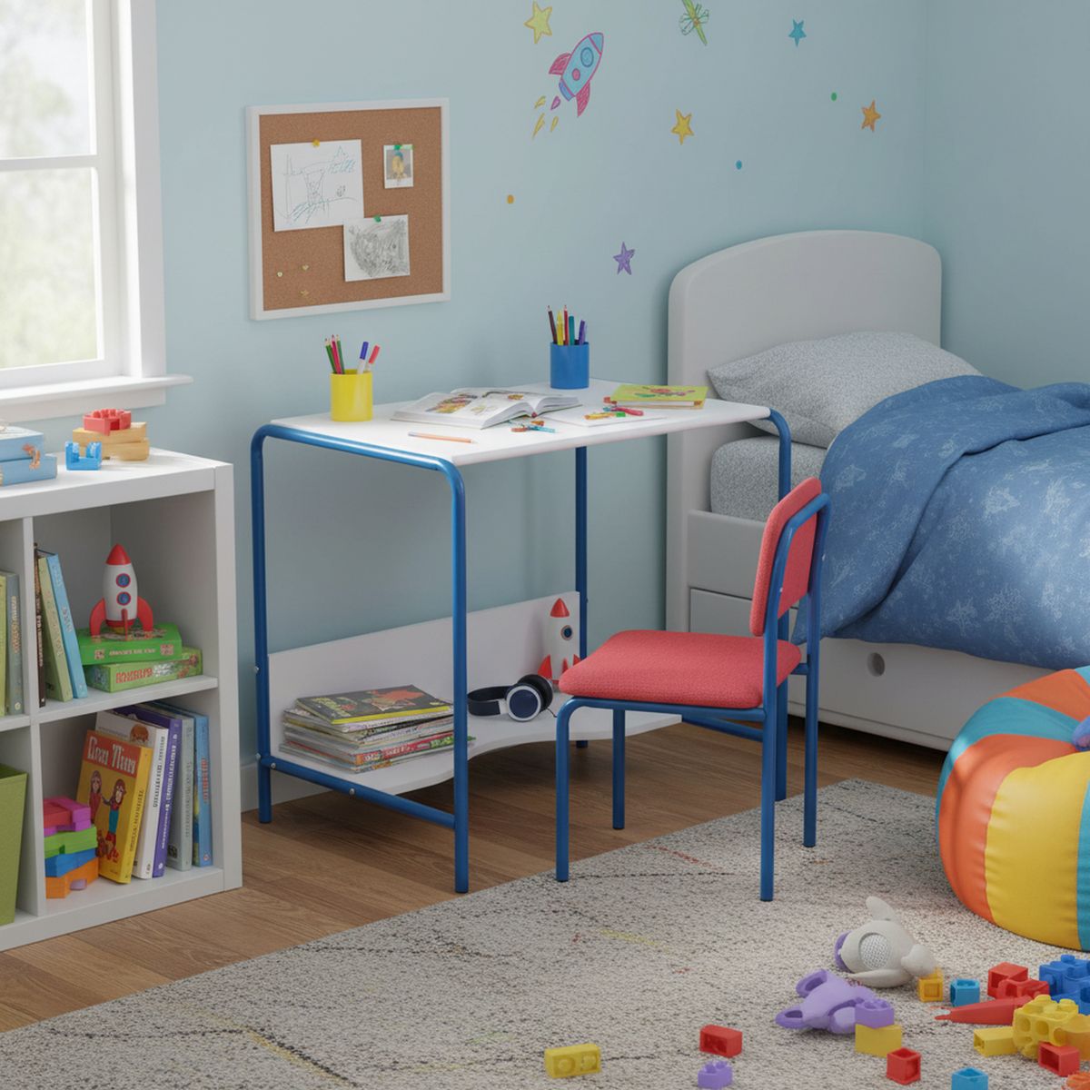 JUST HOME COLLECTION - Mesa Infantil Hoback Blanco/Azul