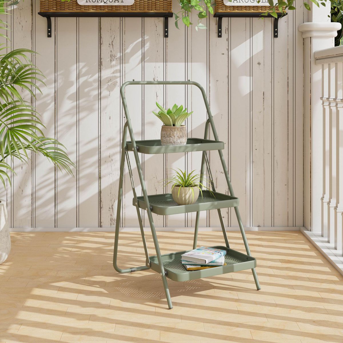 JUST HOME COLLECTION - Repisa Escalera Plegable Verde