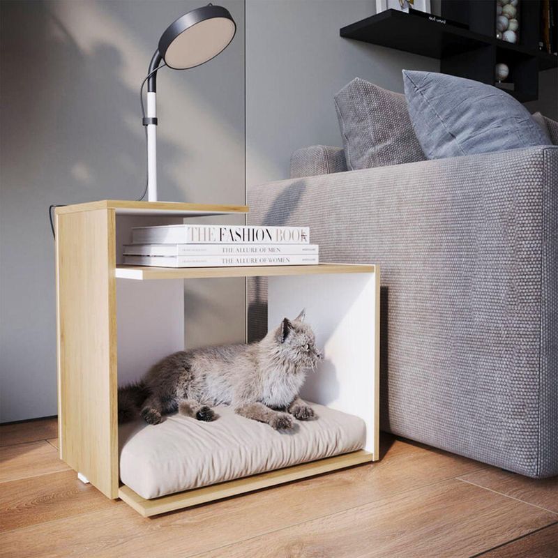 JUST HOME COLLECTION - Mesa Lateral con Asiento para Mascota