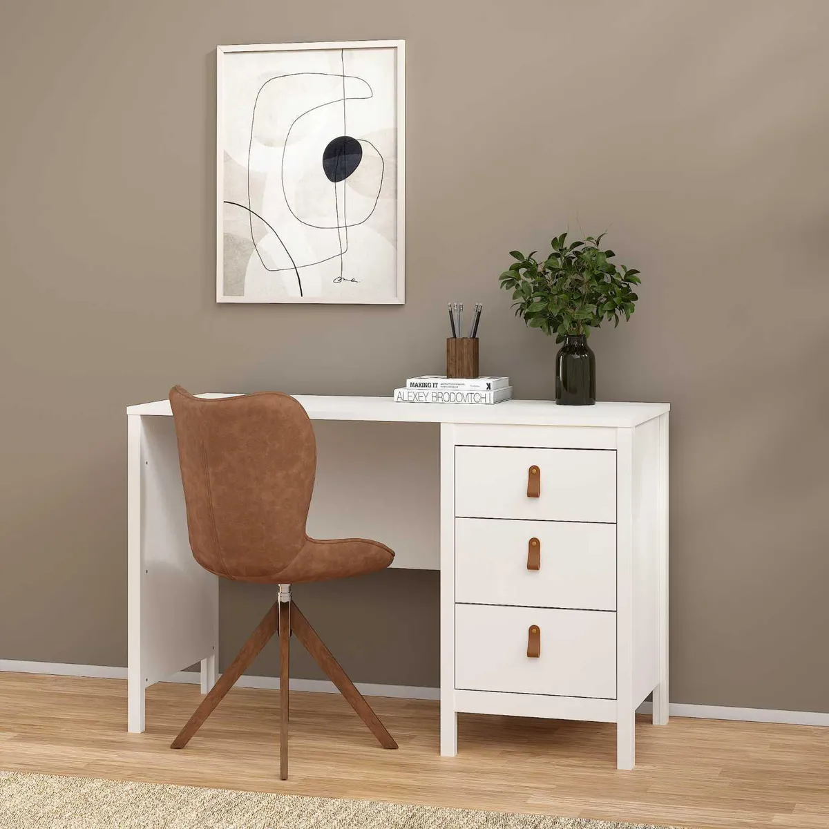 TVILUM - Escritorio Blanco Melamina Madrid