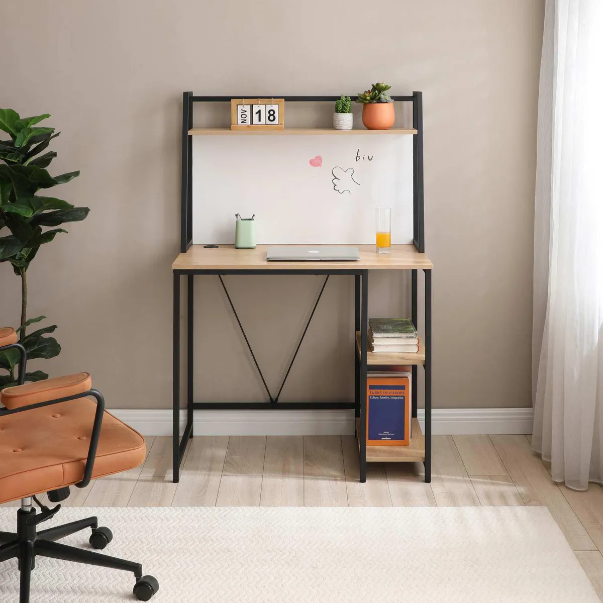 JUST HOME COLLECTION - Escritorio con Estante y Pizarra Veleda