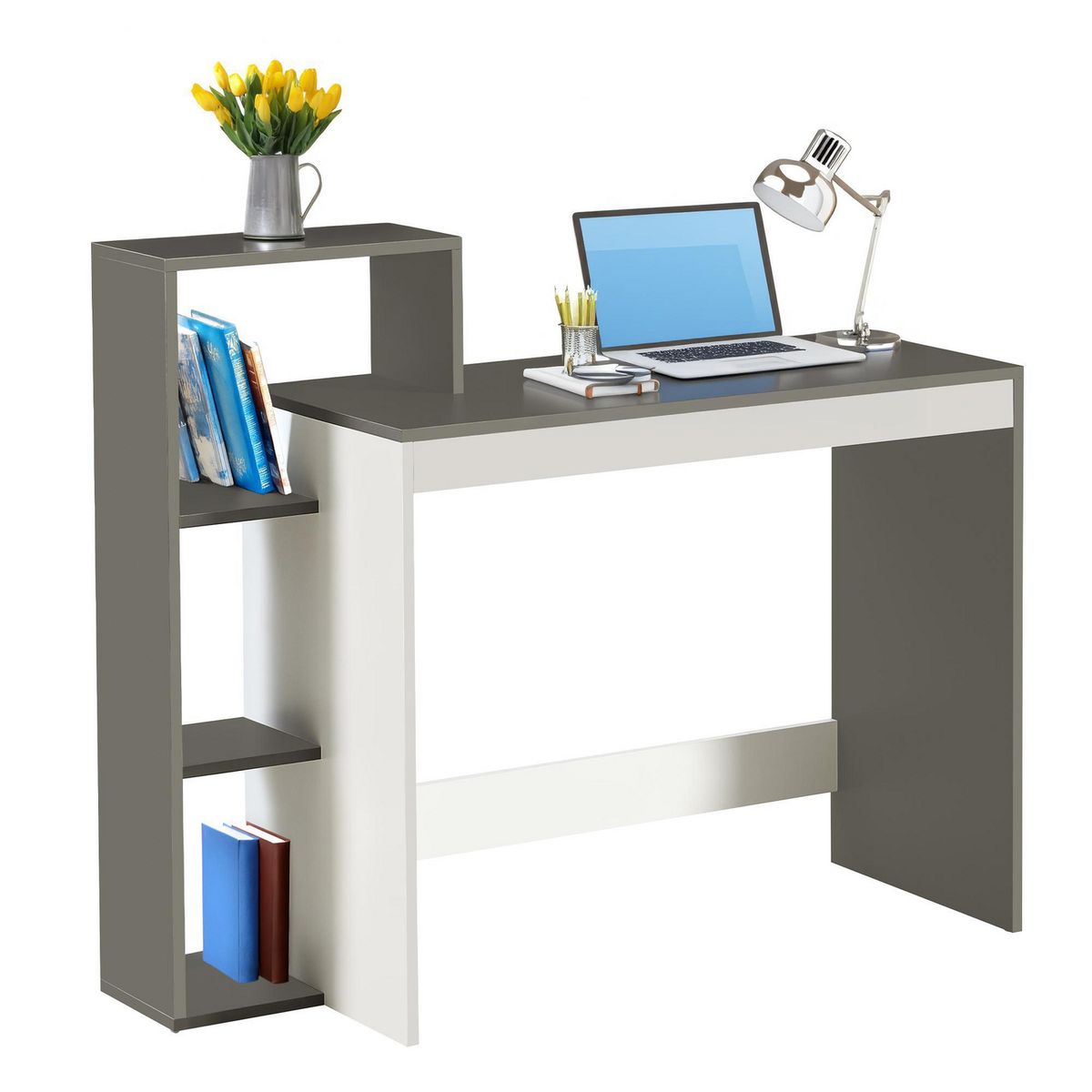 JUST HOME COLLECTION - Escritorio Santana Blanco con Gris