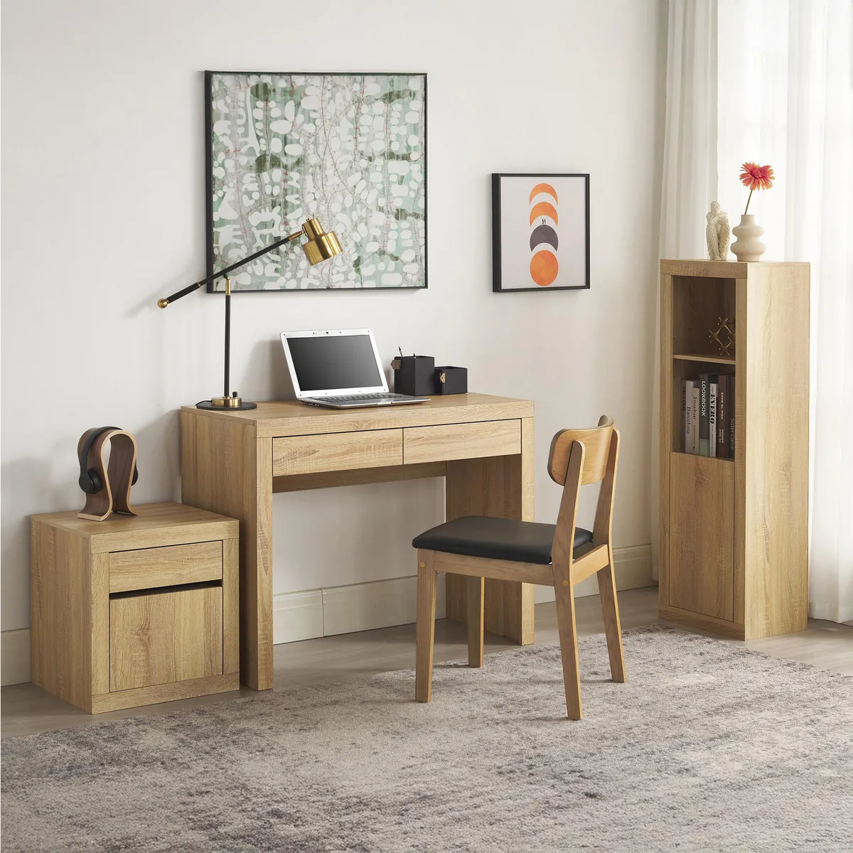 JUST HOME COLLECTION - Combo Escritorio + Cajonera + Librero Lida