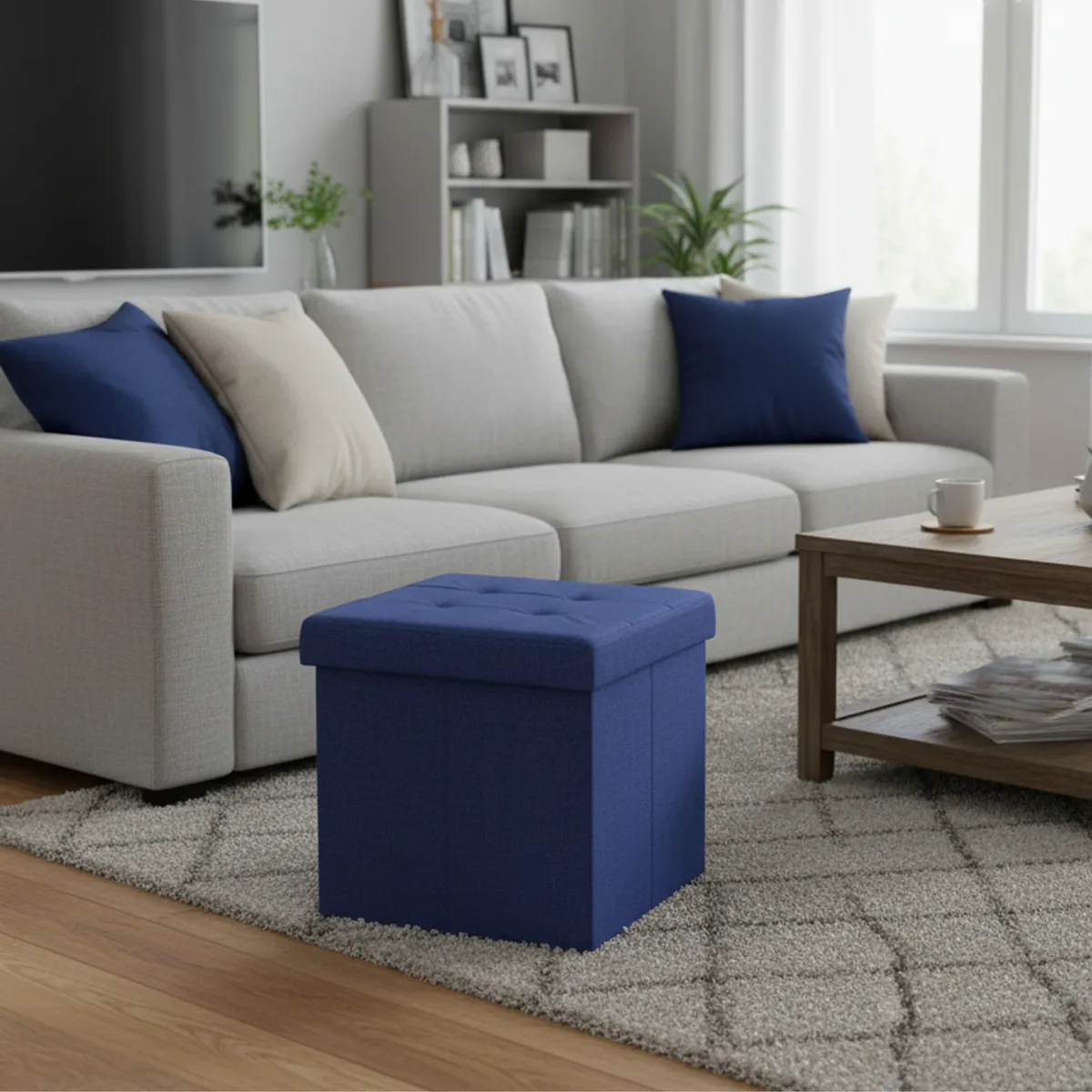 JUST HOME COLLECTION - Pouf Plegable Azul 38x38x38cm