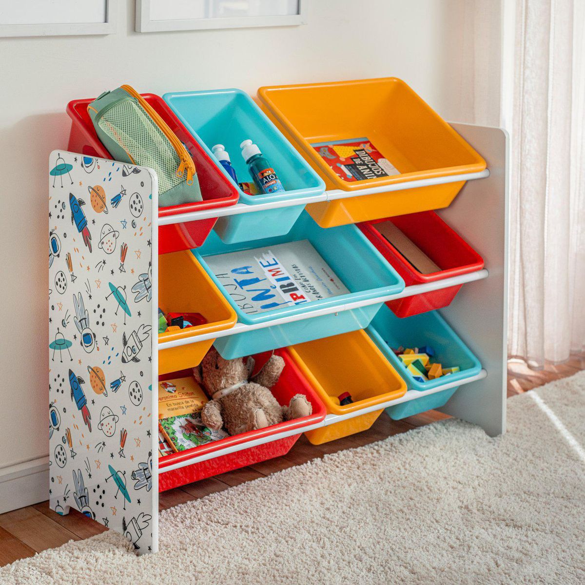 JUST HOME COLLECTION - Juguetero Infantil Cohetes 9 Cajas