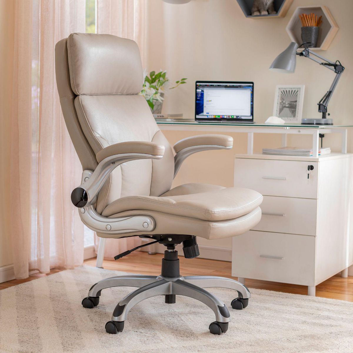 JUST HOME COLLECTION - Silla de Oficina Ejecutiva Carter Marfil