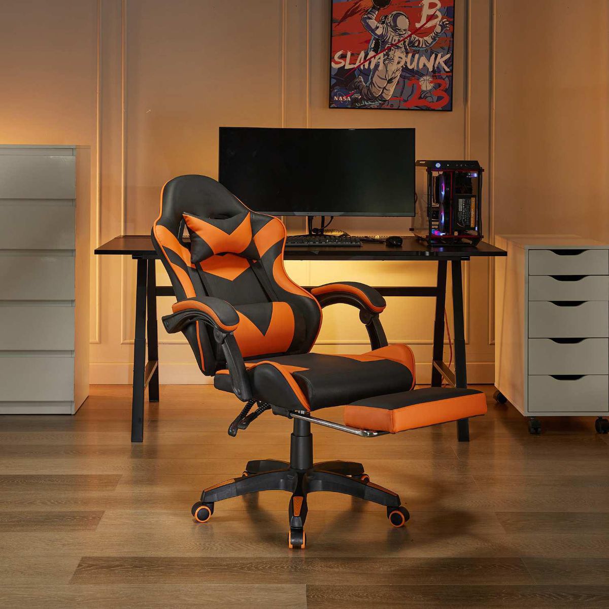 JUST HOME COLLECTION - Silla Gamer Lumbar con Reposapies Trinity