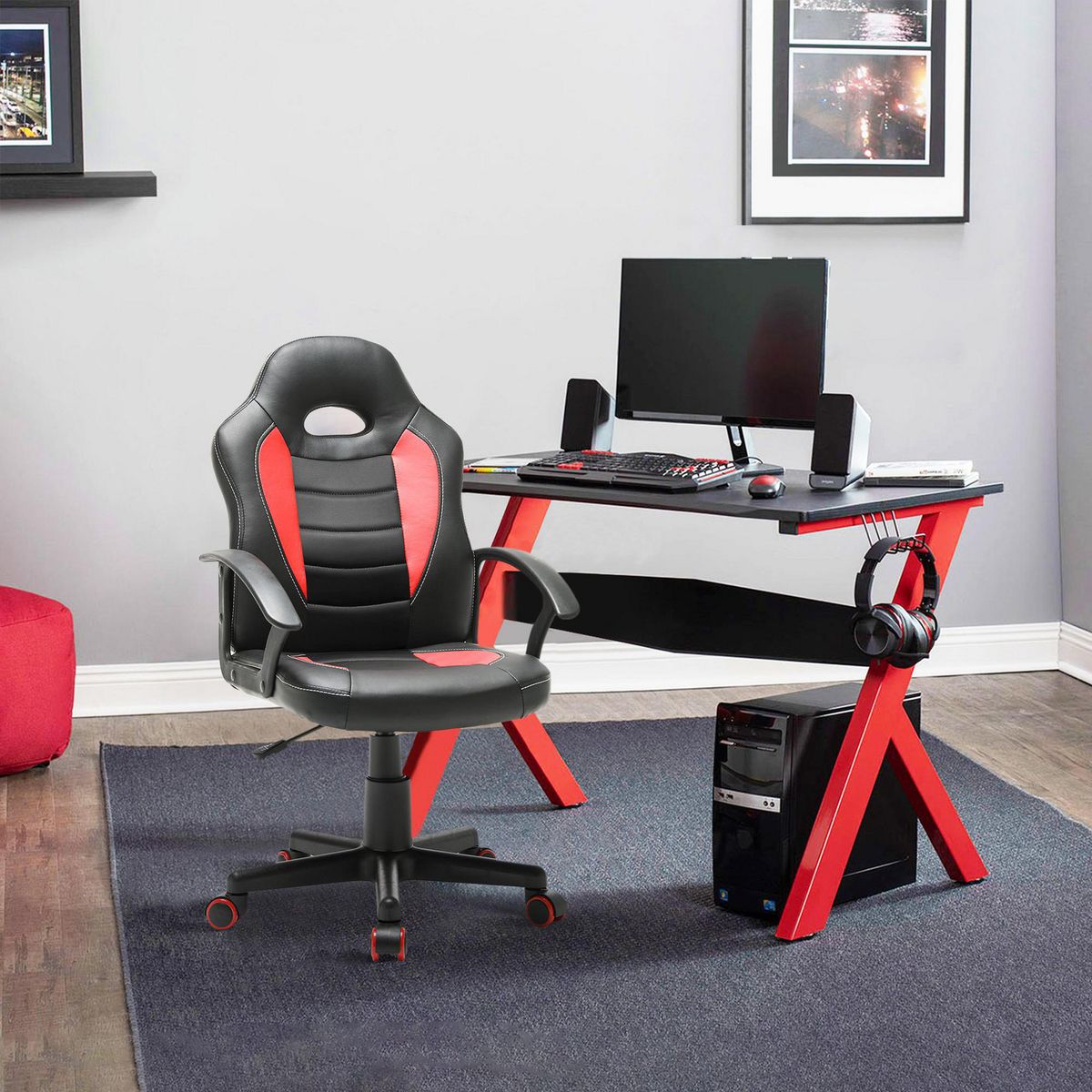JUST HOME COLLECTION - Silla Gamer Zeta Rojo/Negro