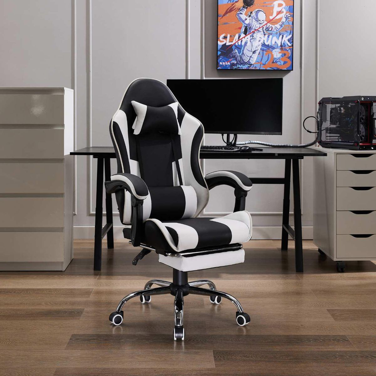 JUST HOME COLLECTION - Silla Gamer Masajeador con Reposapies Matrix