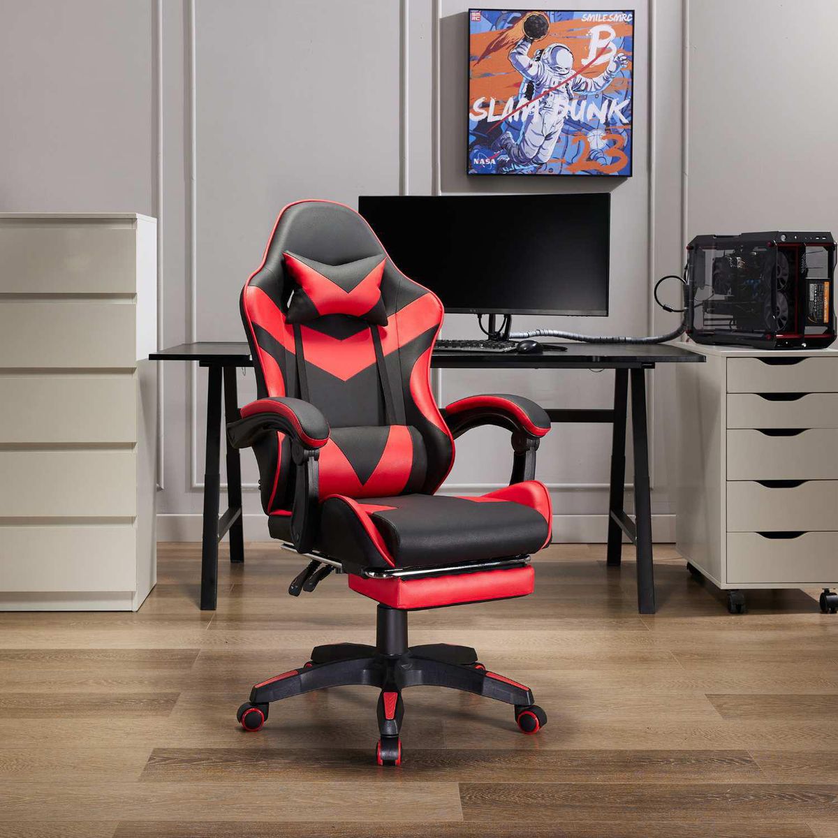 JUST HOME COLLECTION - Silla Gamer Lumbar con Reposapies Trinity