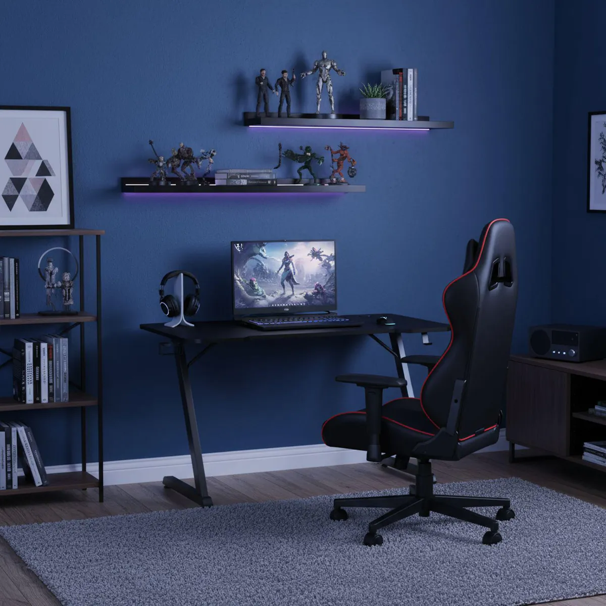 JUST HOME COLLECTION - Escritorio Gamer Negro Melamina Zeta