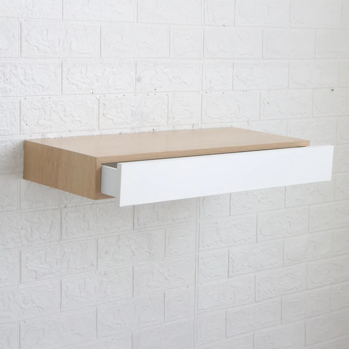 JUST HOME COLLECTION - Repisa de Melamina con Cajón Blanco 60x24x8cm