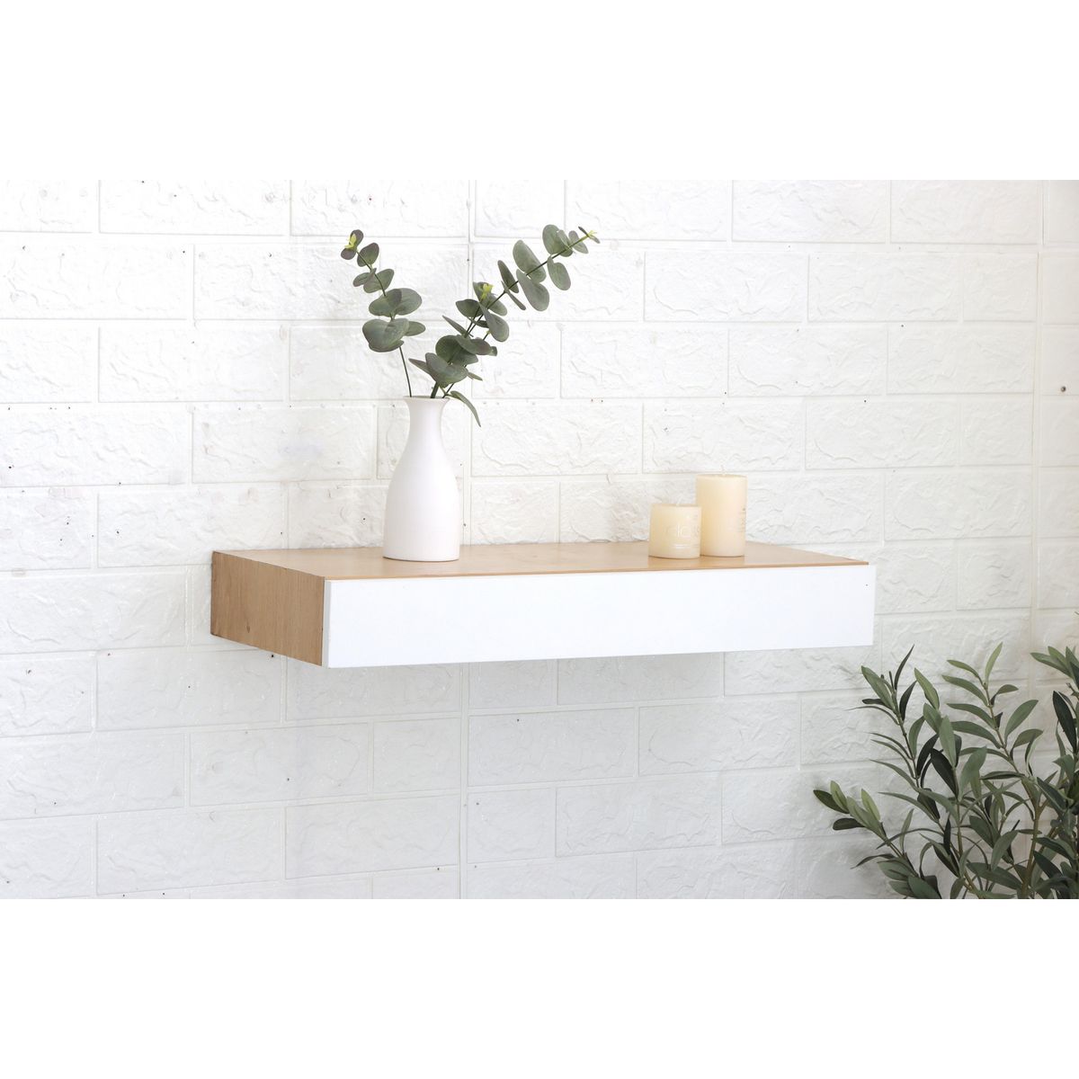 JUST HOME COLLECTION - Repisa de Melamina con Cajón Blanco 60x24x8cm