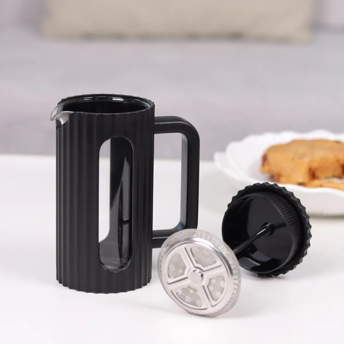 JUST HOME COLLECTION - Prensa Francesa de Vidrio Negra 350ml