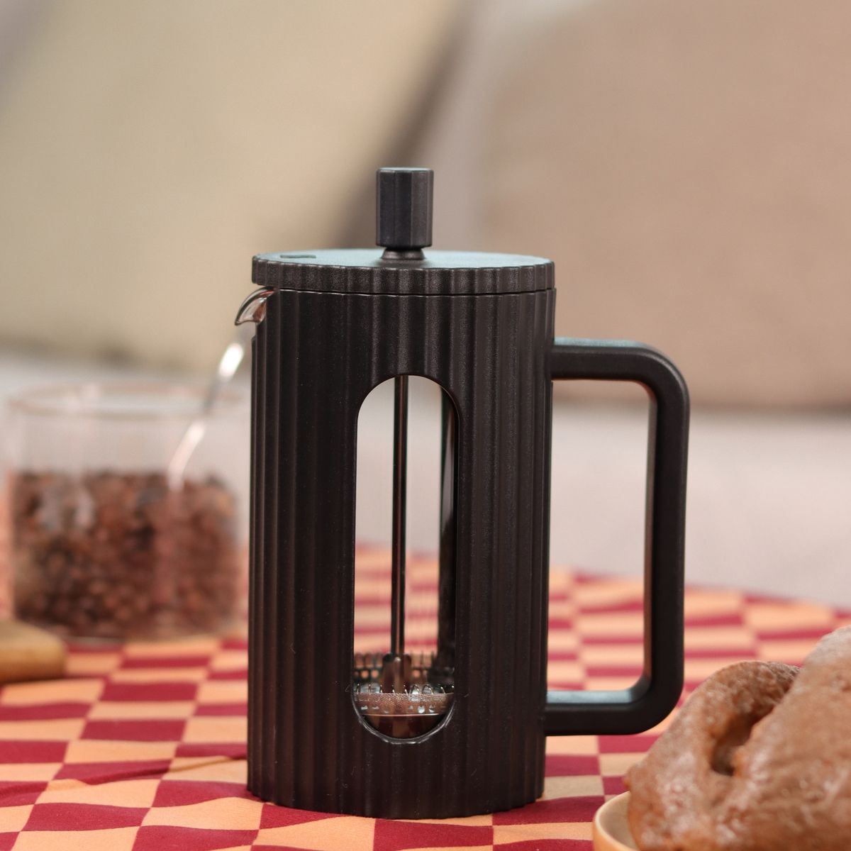 JUST HOME COLLECTION - Prensa Francesa Vidrio Negro 600ml