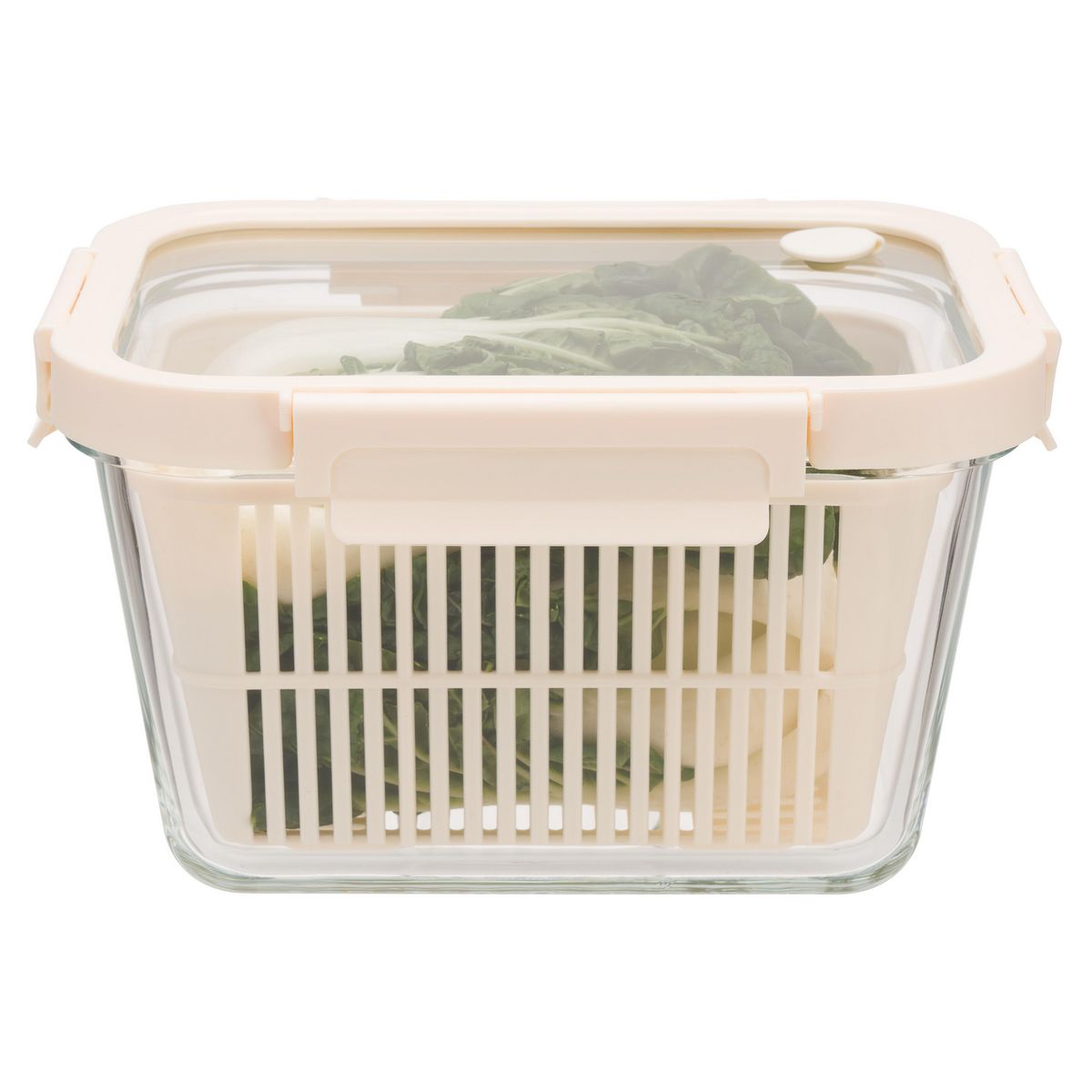 JUST HOME COLLECTION - Táper De Vidrio Blanco Con Cesta Interna 1800Ml