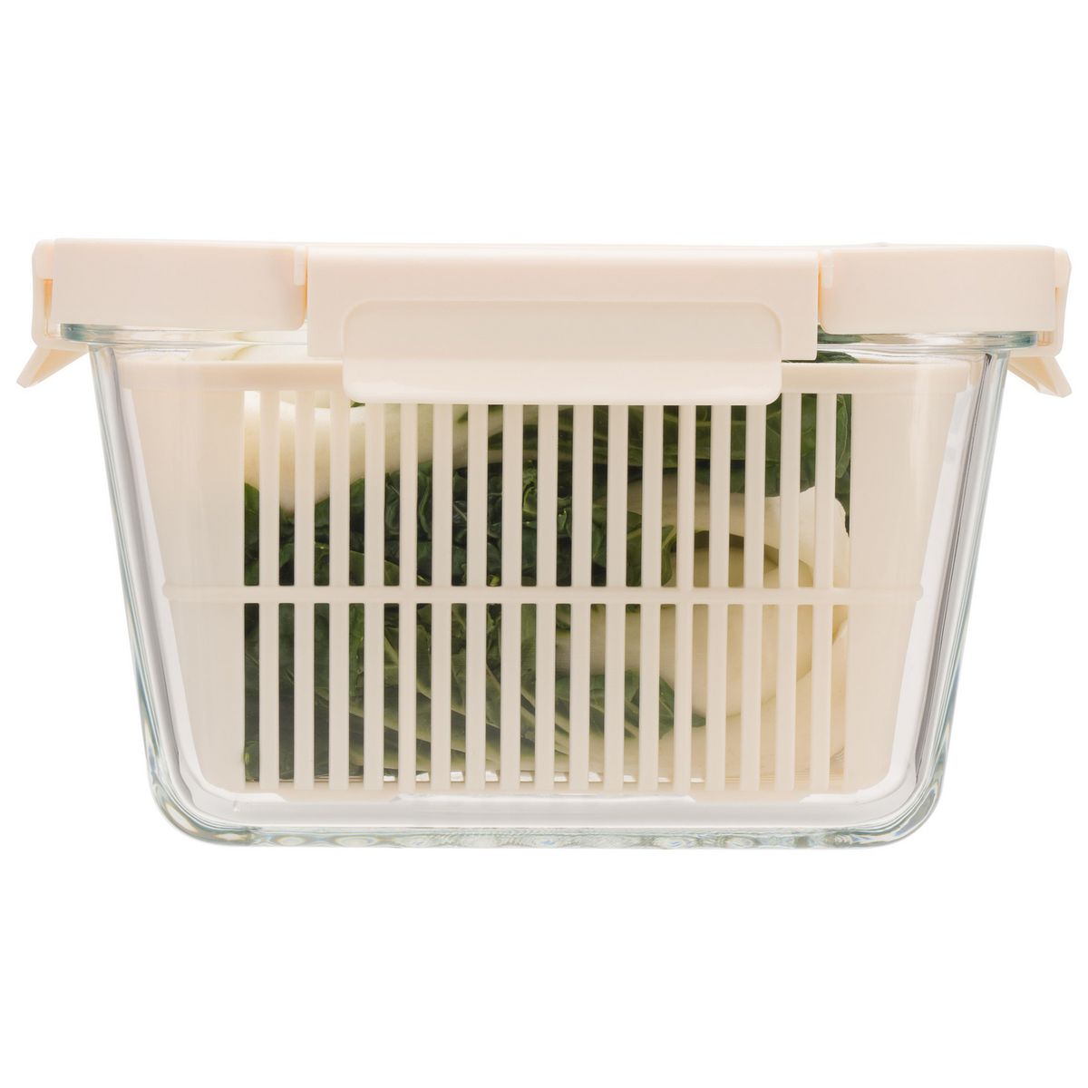 JUST HOME COLLECTION - Táper De Vidrio Blanco Con Cesta Interna 1800Ml