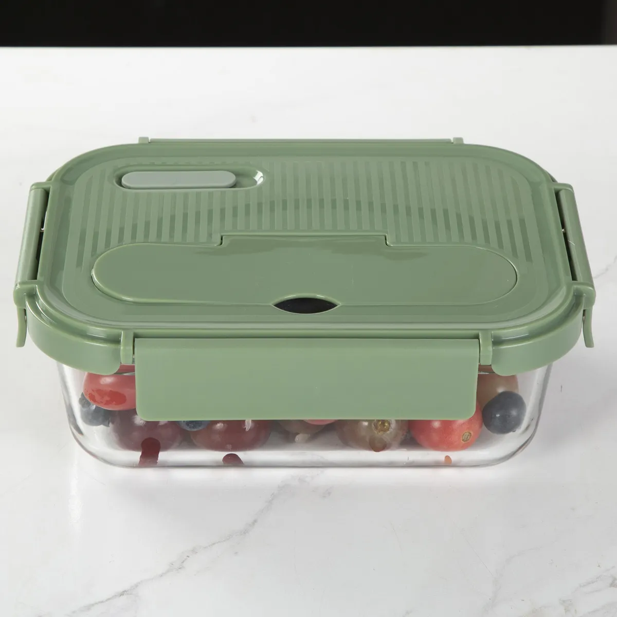 JUST HOME COLLECTION - Táper De Vidrio Verde 1050Ml + Cubiertos