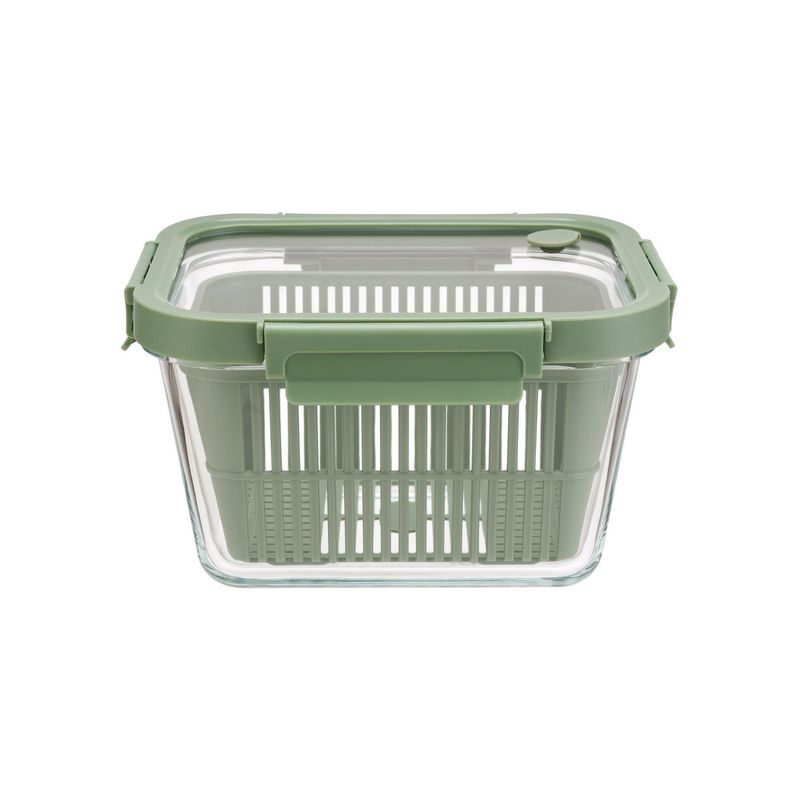 JUST HOME COLLECTION - Táper De Vidrio Verde Con Cesta Interna 1800Ml
