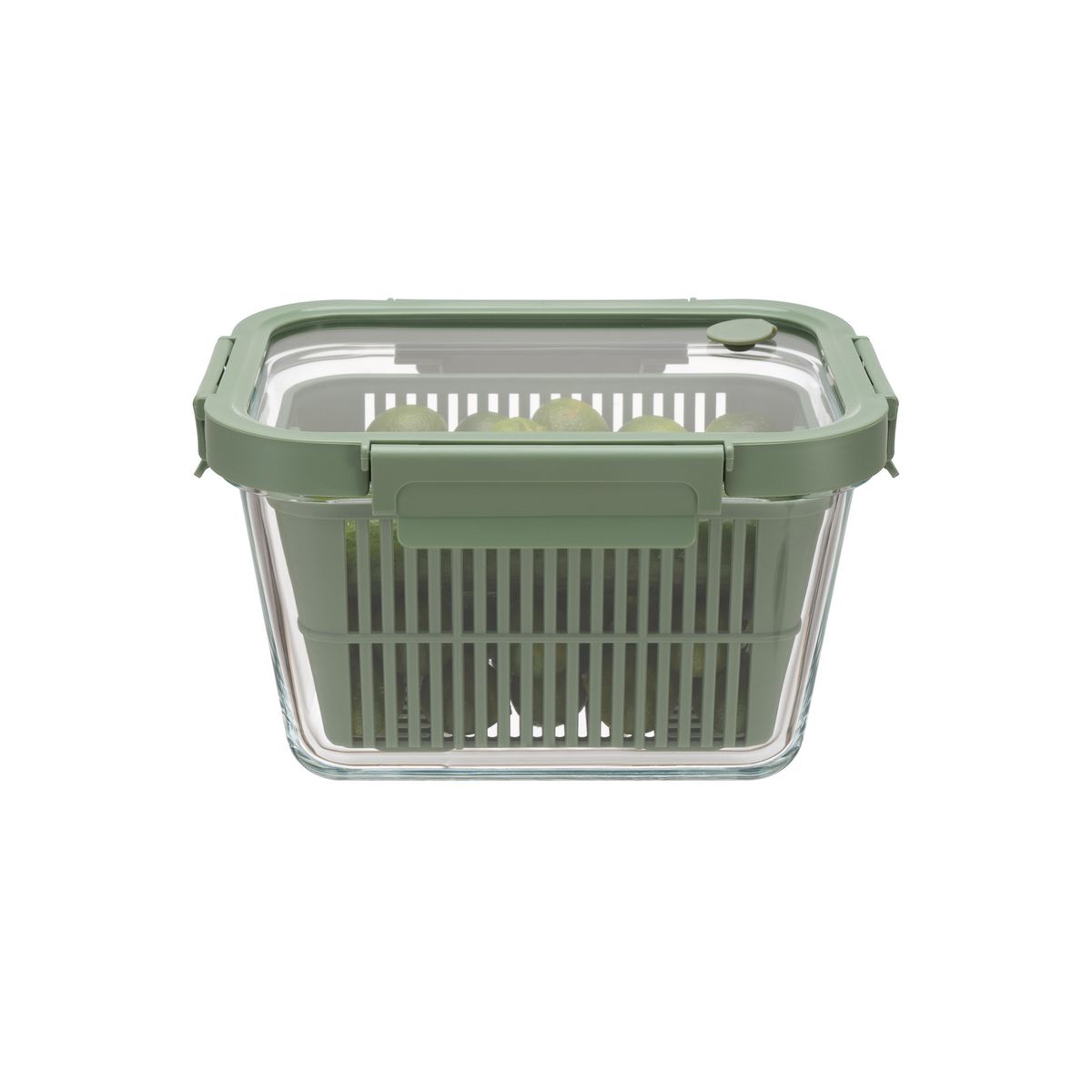 JUST HOME COLLECTION - Táper De Vidrio Verde Con Cesta Interna 1800Ml