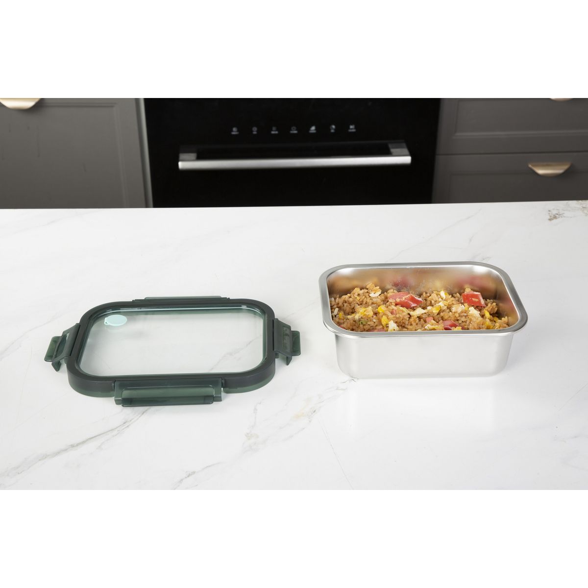 JUST HOME COLLECTION - Táper Rectangular Inoxidable 1200Ml