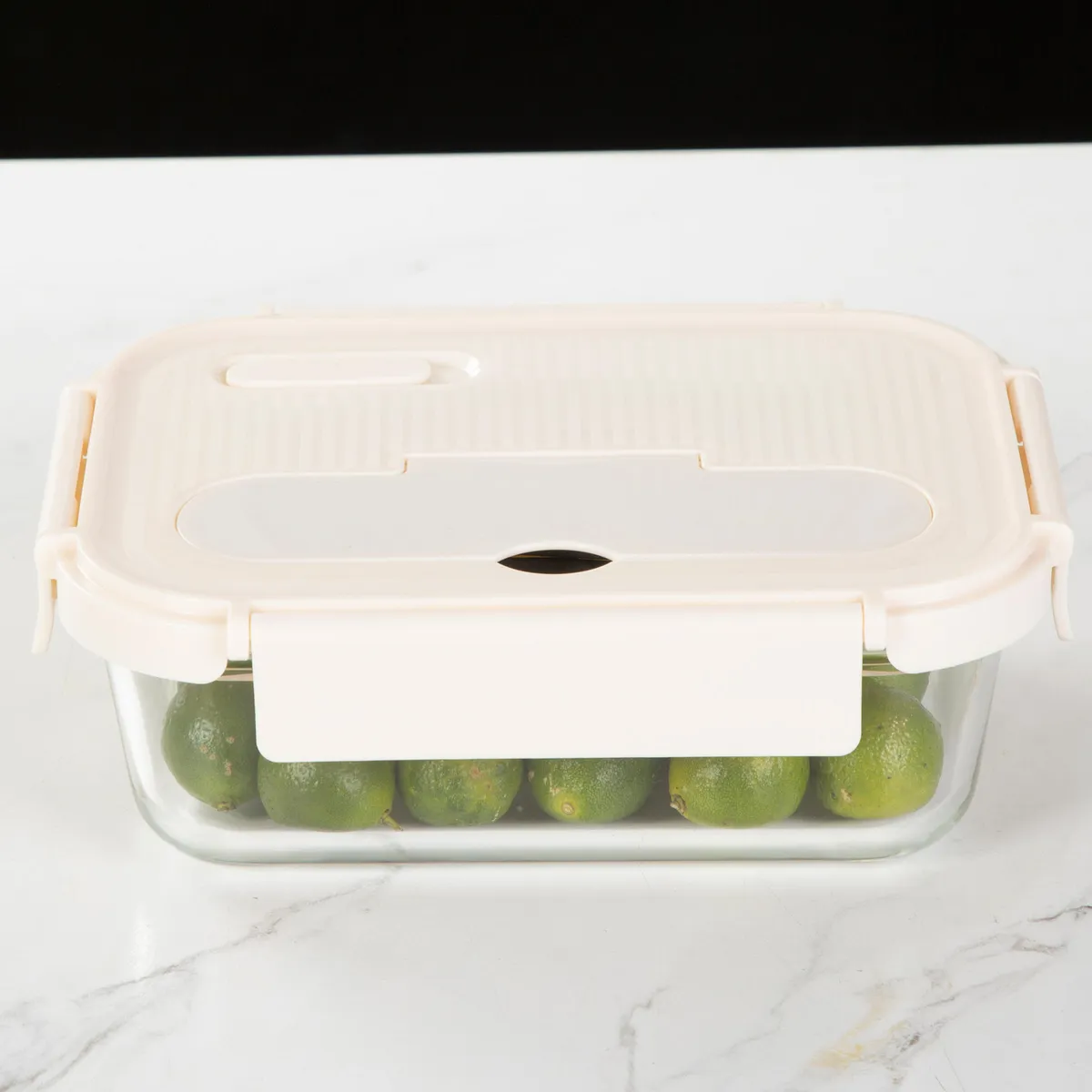 JUST HOME COLLECTION - Táper De Vidrio Blanco 1050Ml Con Cubiertos