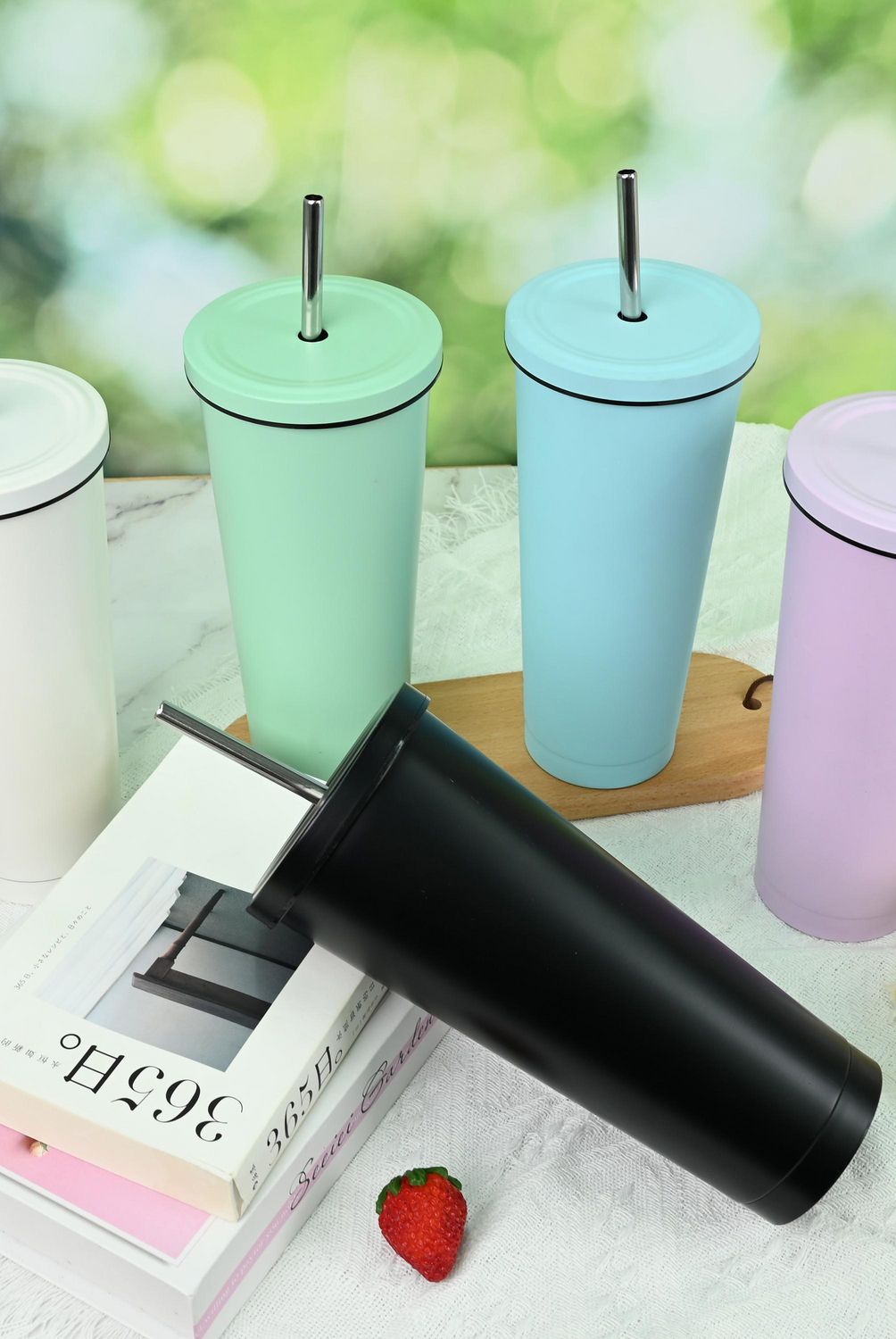 JUST HOME COLLECTION - Tomatodo Acero Inoxidable Con Cañita Blanco 750Ml