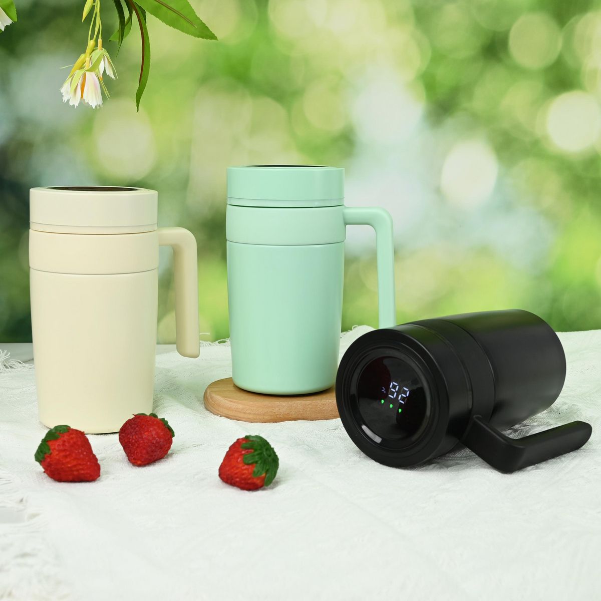 JUST HOME COLLECTION - Taza con Temperatura Digital Blanco 450ml