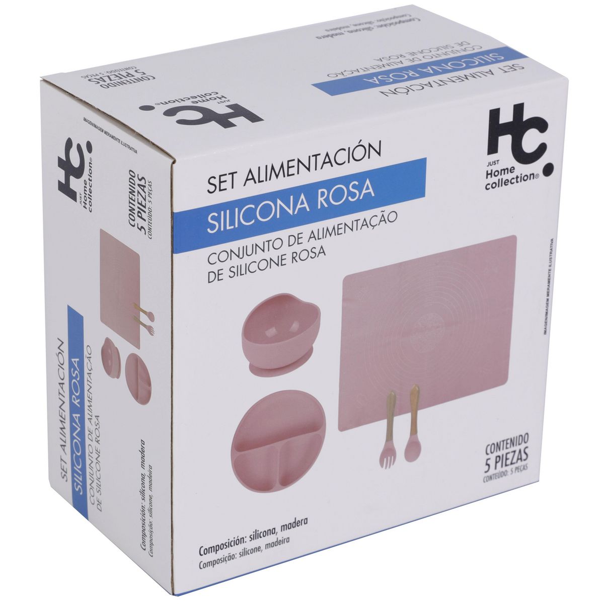 JUST HOME COLLECTION - Set de Alimentación de Silicona Rosa