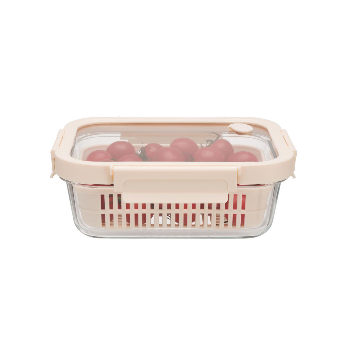 JUST HOME COLLECTION - Táper De Vidrio Blanco Con Cesta Interna 1050Ml