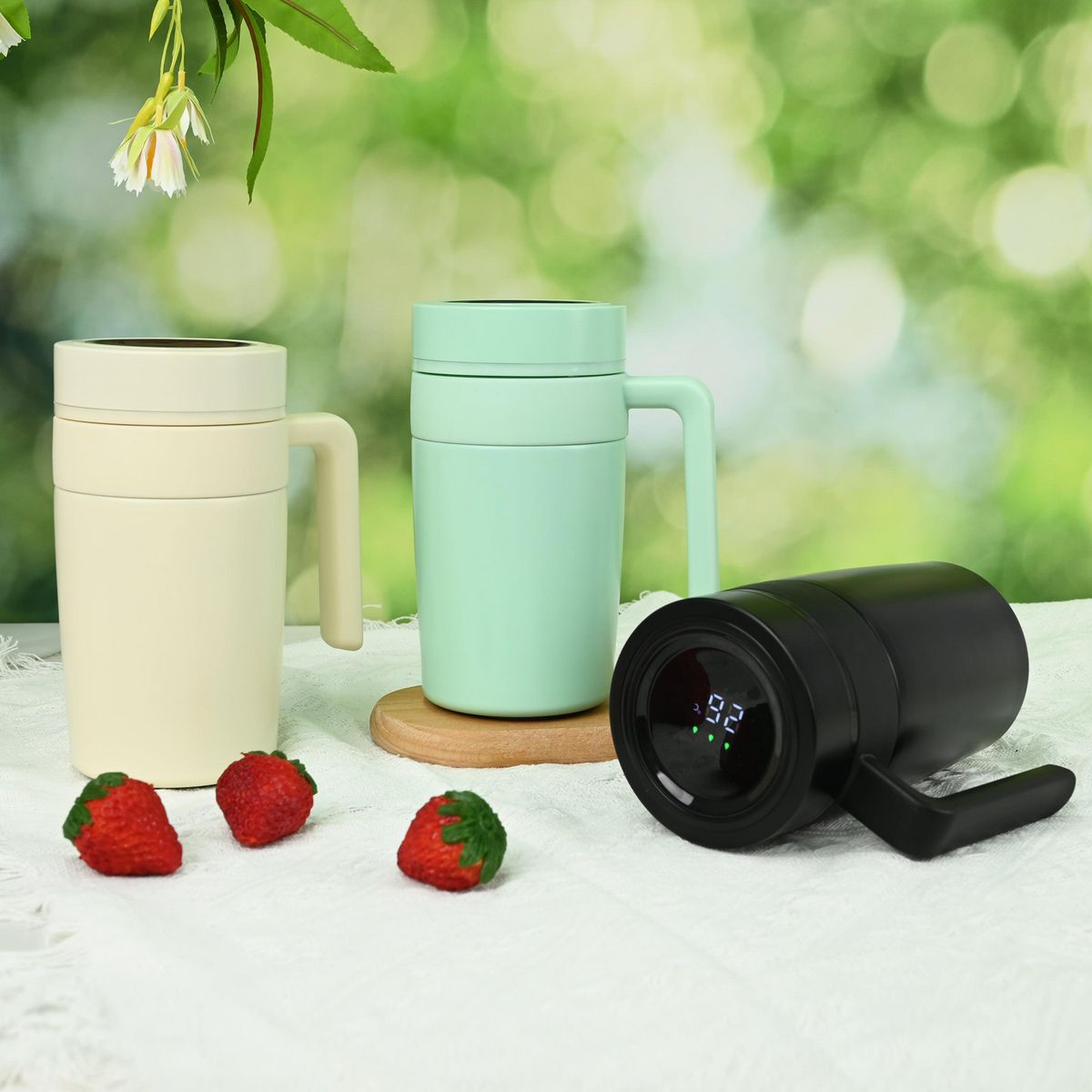 JUST HOME COLLECTION - Taza con Temperatura Digital Negro 450ml