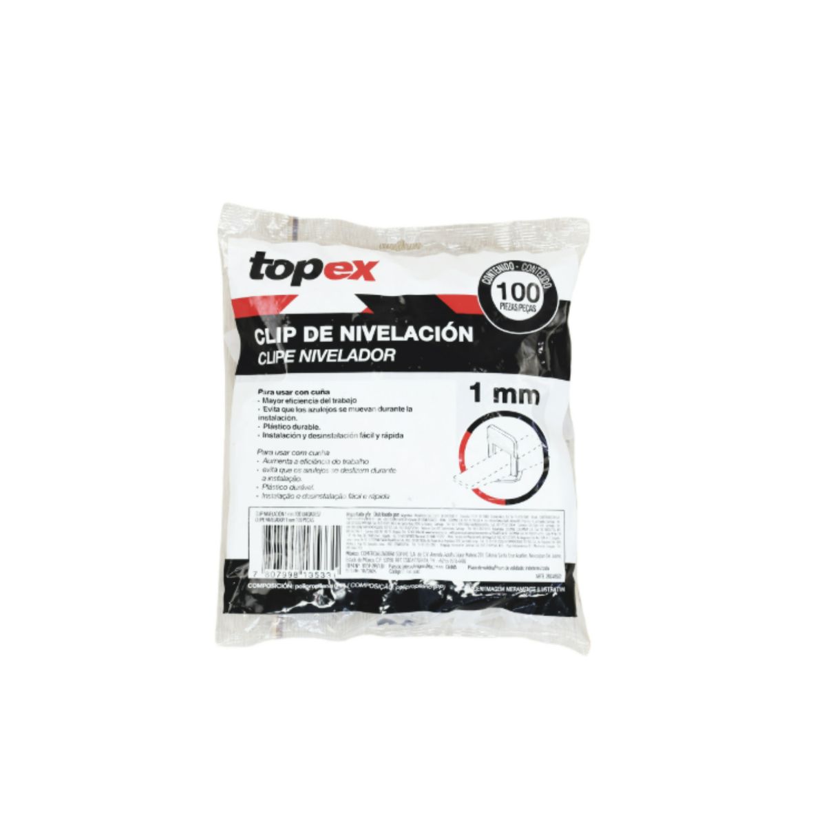 TOPEX - Clip de Nivelación 1mm 100und