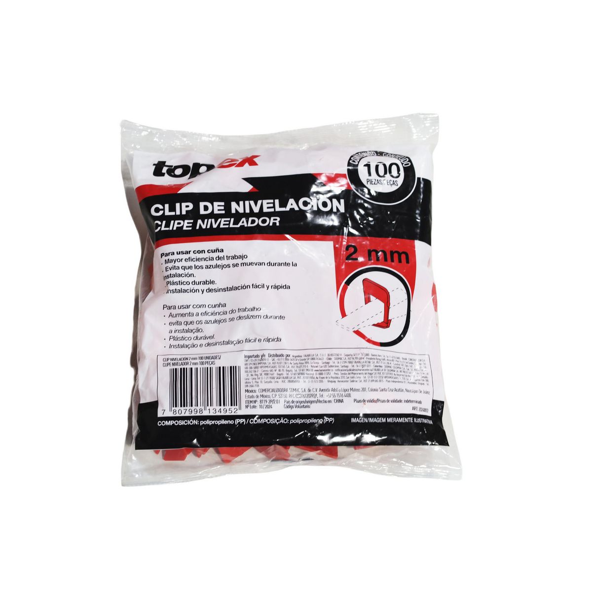 TOPEX - Clip de Nivelación 2mm 100und
