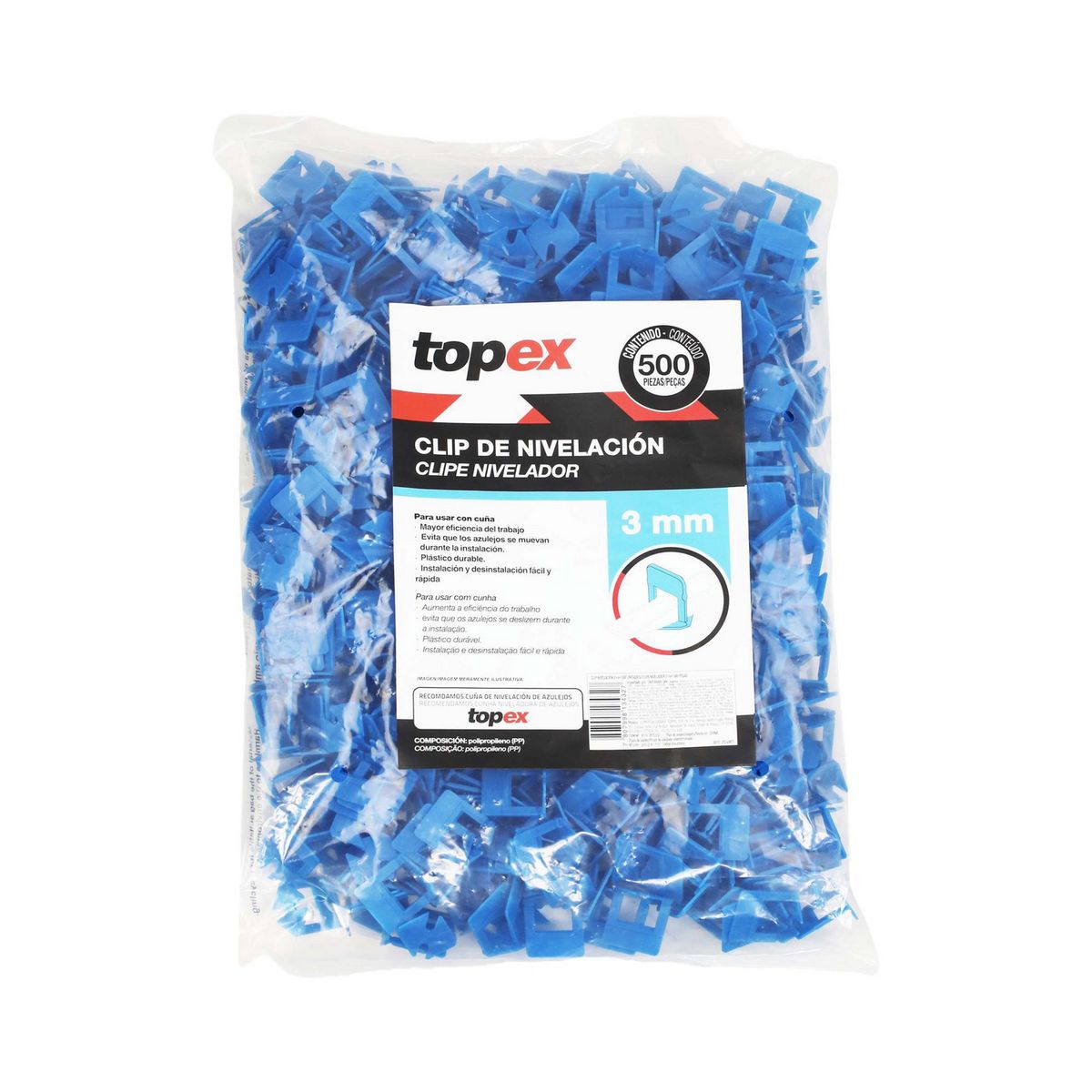 TOPEX - Clip De Nivelación 3.0 mm 500 Unidades