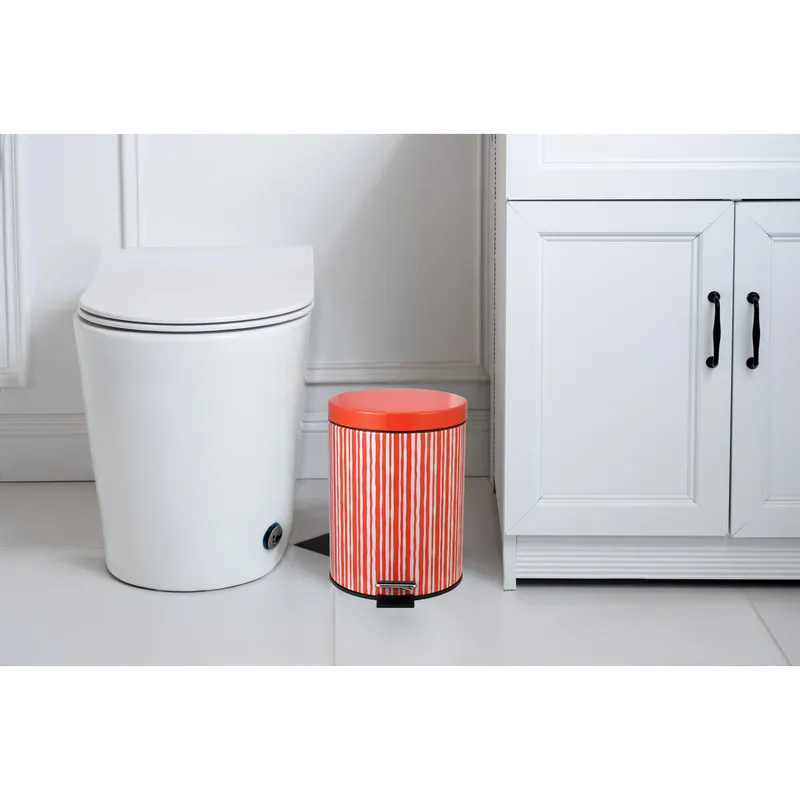 CASA BONITA - Papelera de Metal Raya Rojo 5L