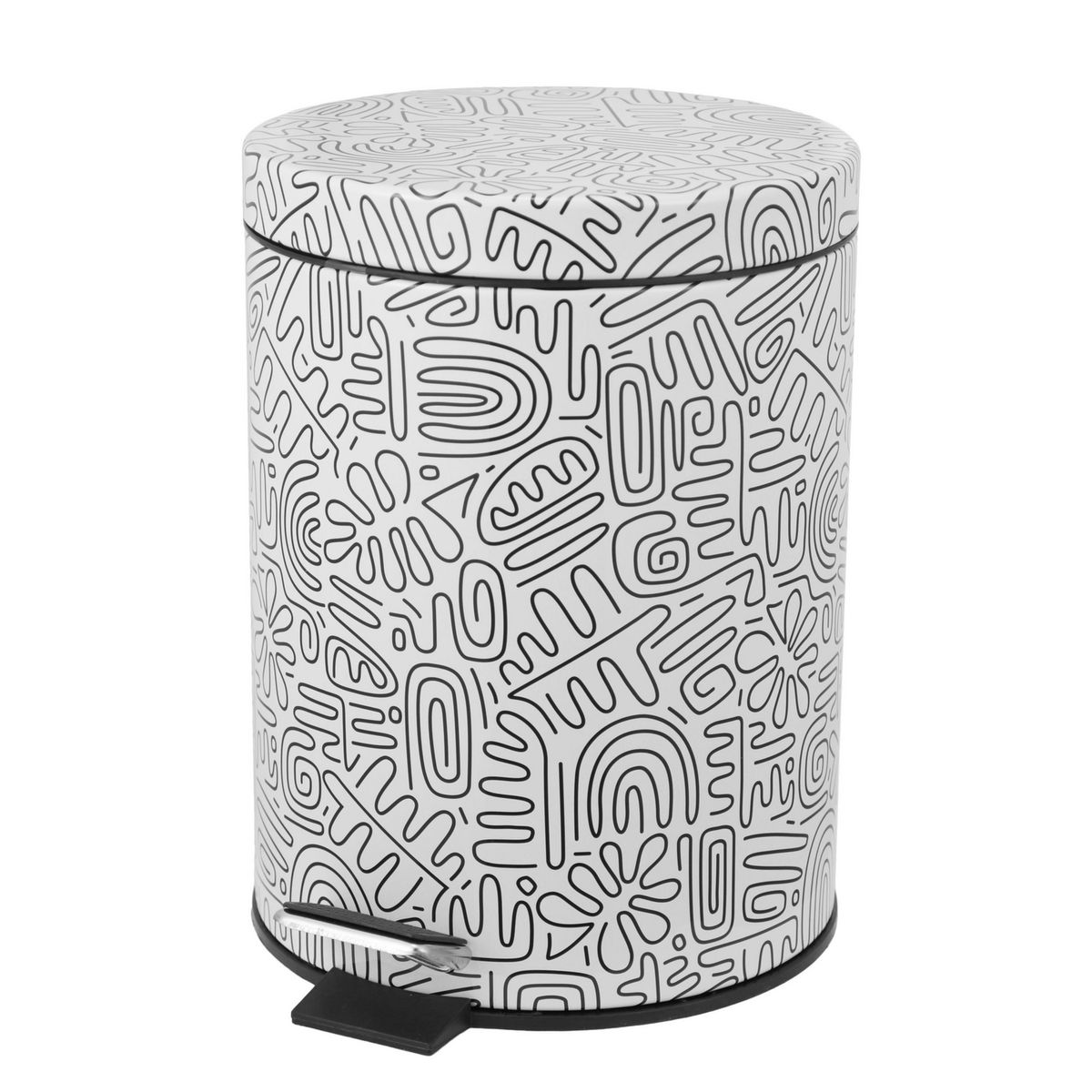 CASA BONITA - Papelera de Metal Scrible Blanco/Negro 5L