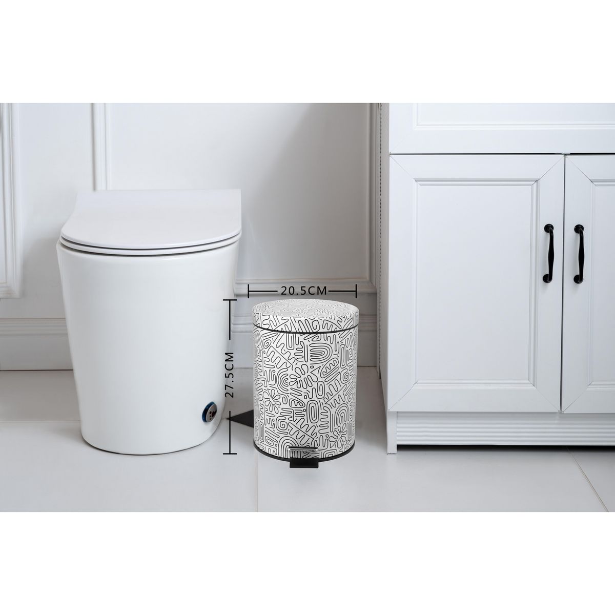 CASA BONITA - Papelera de Metal Scrible Blanco/Negro 5L