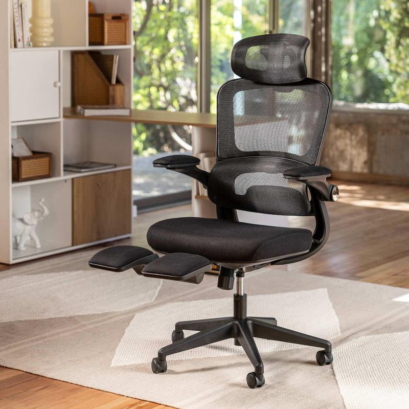 JUST HOME COLLECTION - Silla de Oficina Ergonómica con Reposapiés Mendoza