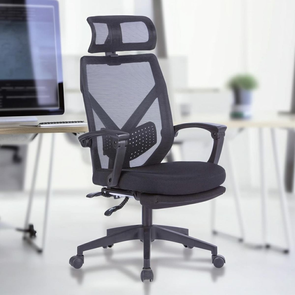 JUST HOME COLLECTION - Silla de Oficina Ergonómica con Reposapiés Milano