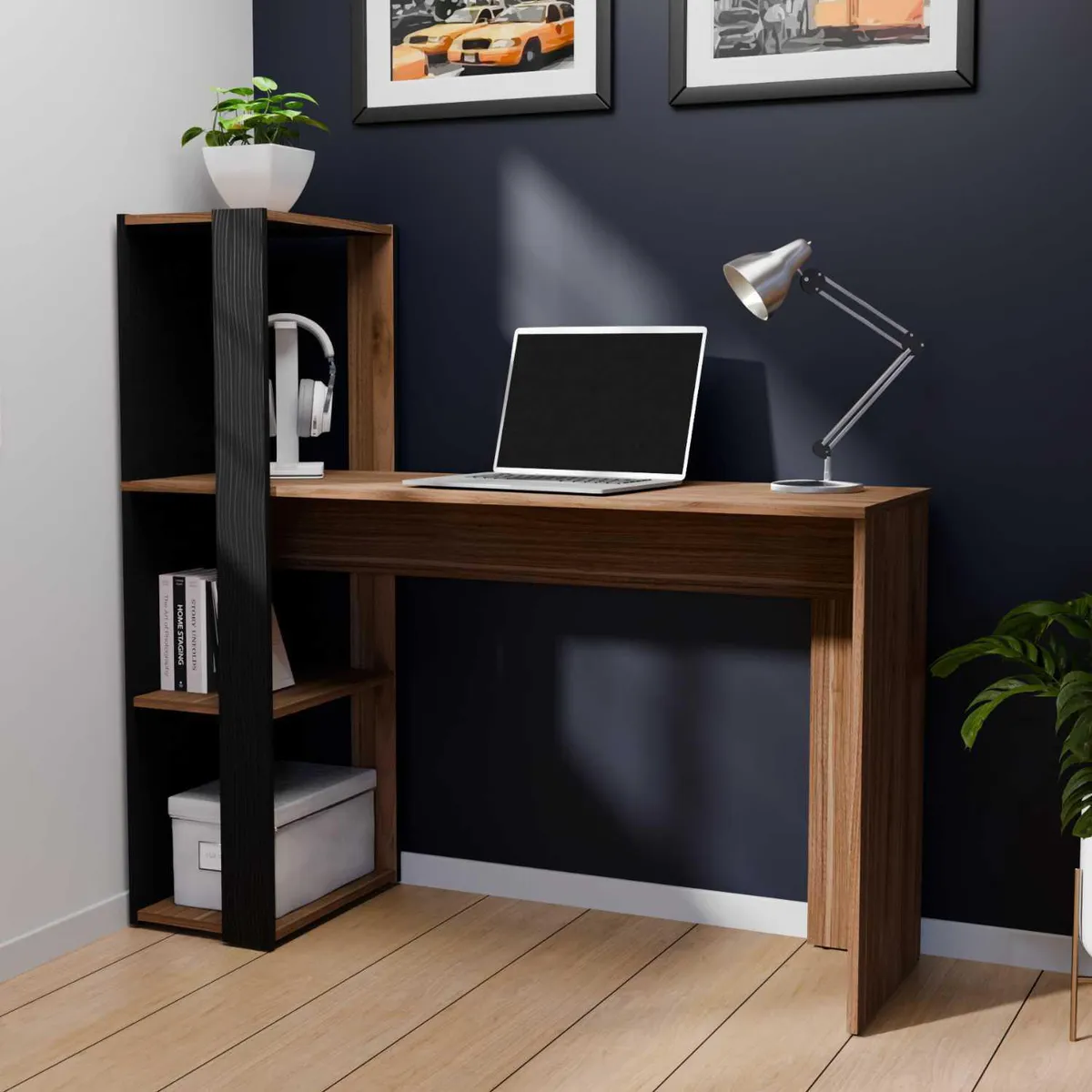 JUST HOME COLLECTION - Escritorio Marrón Melamina Lola con Estante