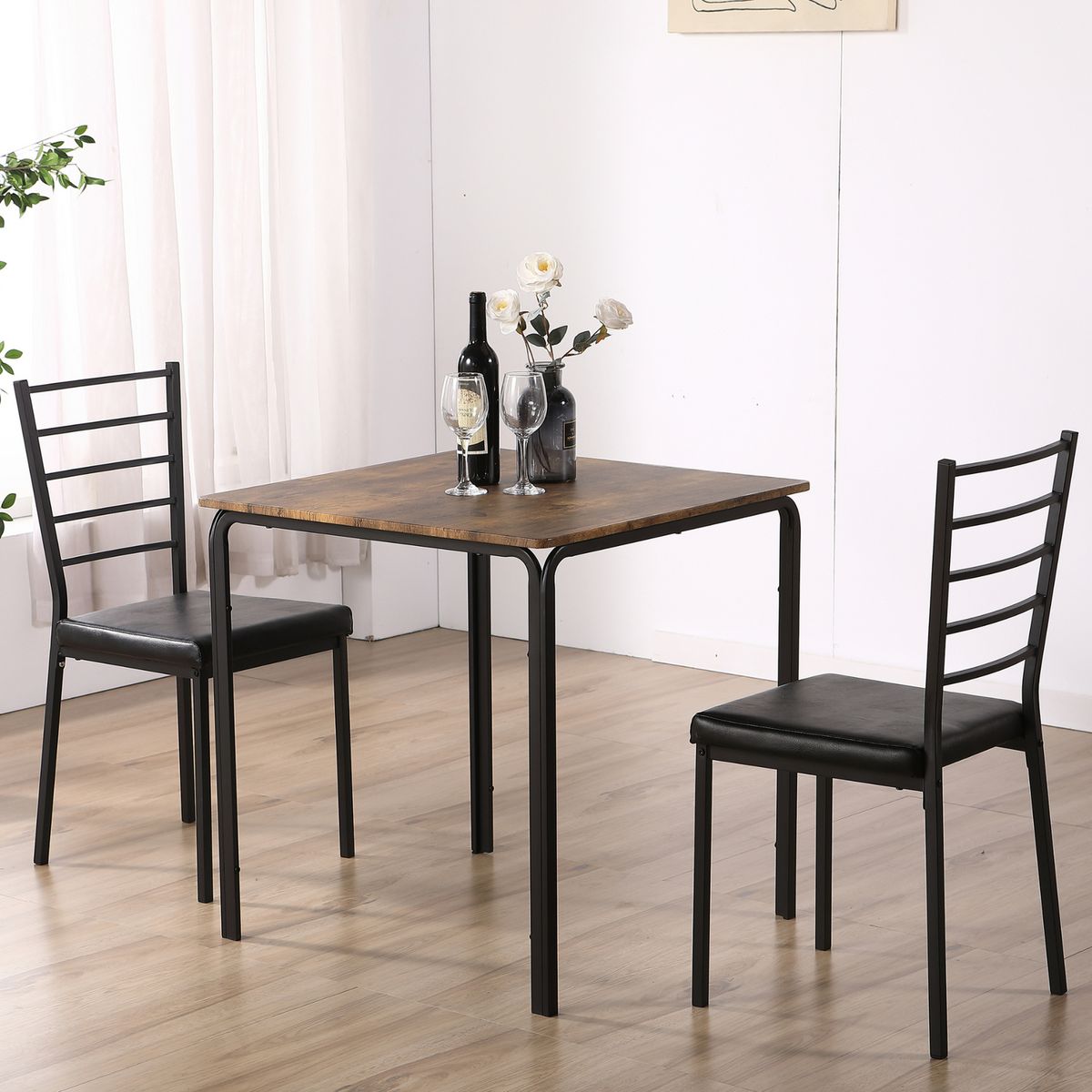 JUST HOME COLLECTION - Juego de Comedor 2 Sillas Negro